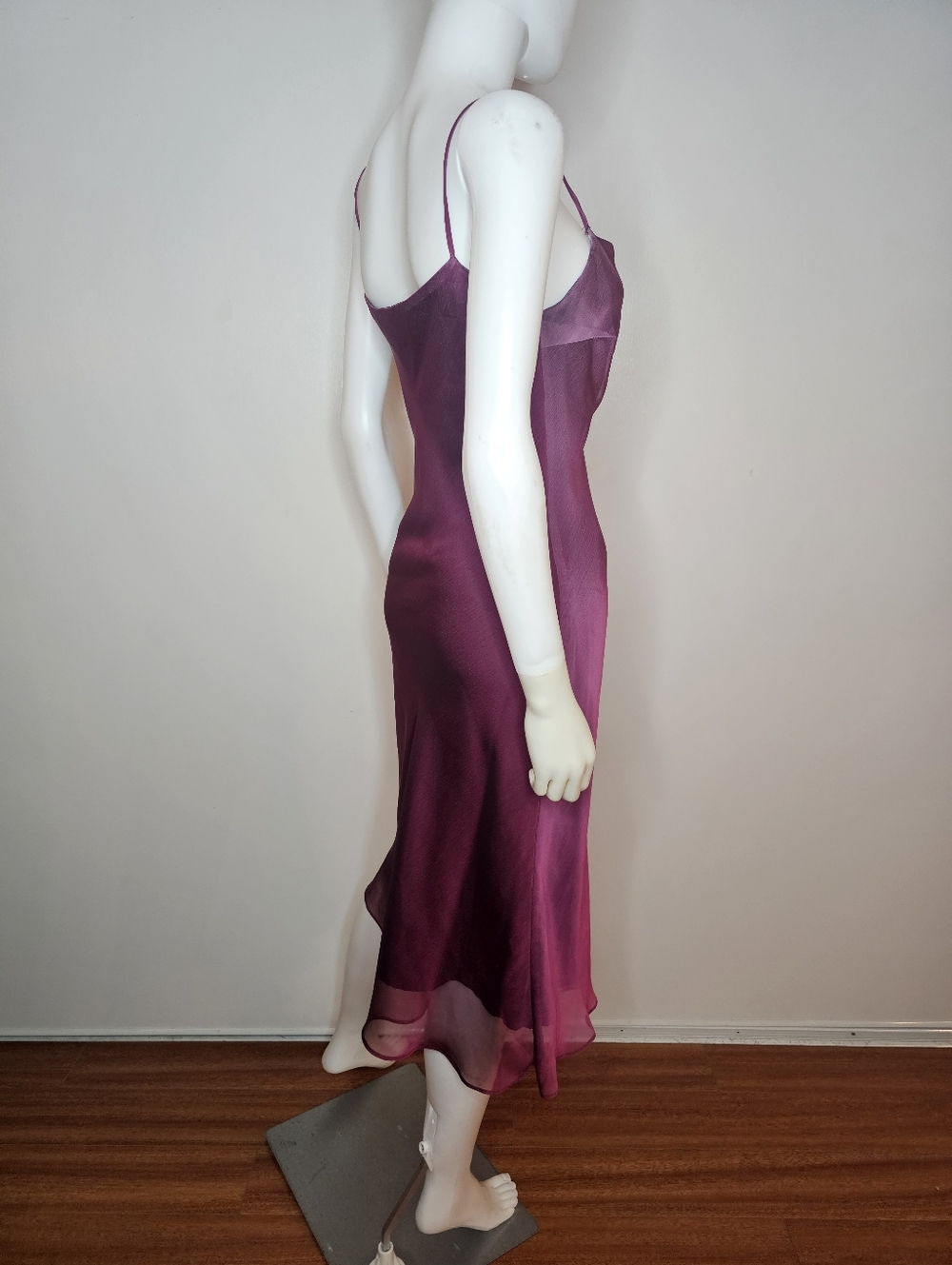 Lucent Y2k VTG Silky Spaghetti Strap Midi Slip Dress in Plum Size S - Picture 5 of 9